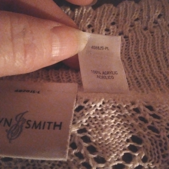 JACLyn Smith sweater Open front Pointelle knit shrug 1X white Y2K style - Picture 4 of 10